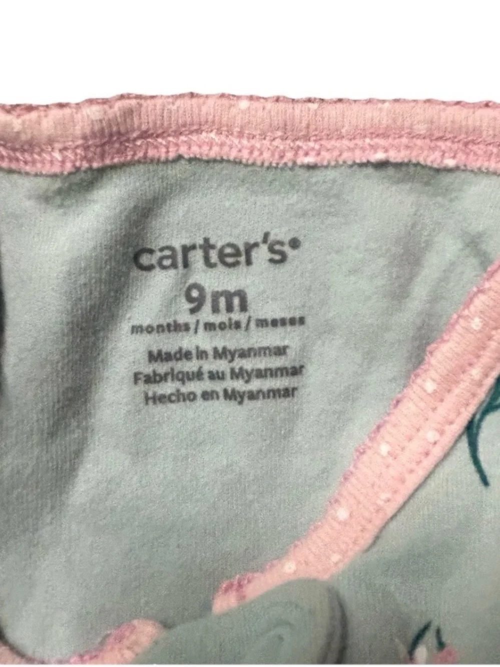 Baby Girl Footie Pajamas Little Sister Pink Bunny Size 6-9 Months